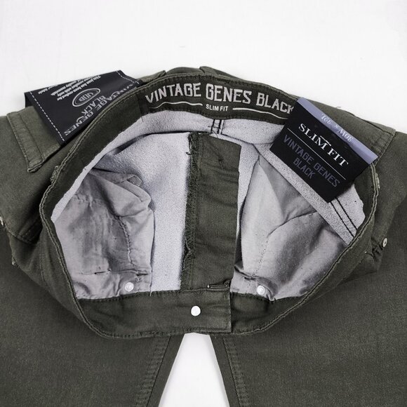 Vintage Genes Black Jeans Mens 30x32 Green Slim Fit Denim NWT - Picture 5 of 12